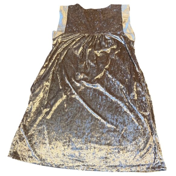 Diane Ness Art to Wear Crushed Velvet Sleeveless Baby Doll Dress Metallic Rose - Picture 6 of 6